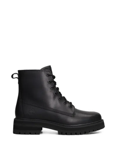 Timberland Drive Britton Lace-up Leather Biker Boots In Black