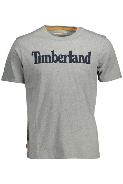 Timberland Eco-conscious Gray Cotton Tee With Logo Print