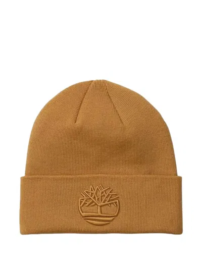 Timberland Embroidered Logo Beanie In Brown