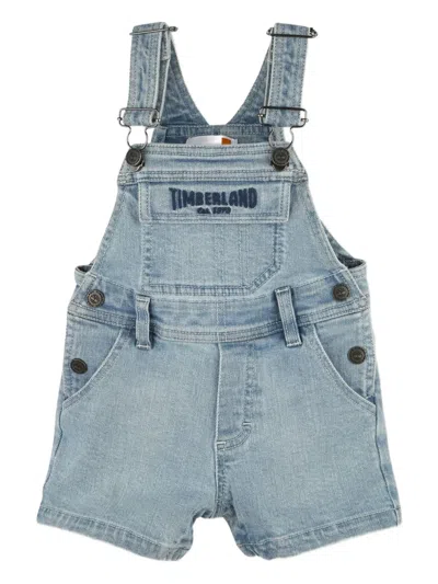 Timberland Kids' Embroidered-logo Denim Dungarees In Blue