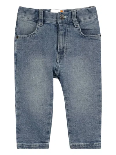 Timberland Babies' Embroidered-logo Denim Trousers In Blue