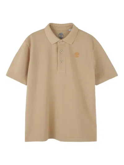 Timberland Kids' Embroidered Logo Polo Shirt In Brown
