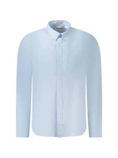 Timberland Linen Cotton Regular-fit Long-sleeve Shirt In Blue