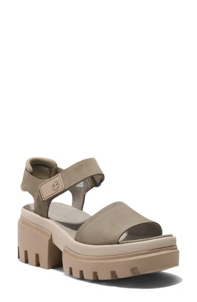 Timberland Everleigh Platform Sandal In Light Taupe Nubuck