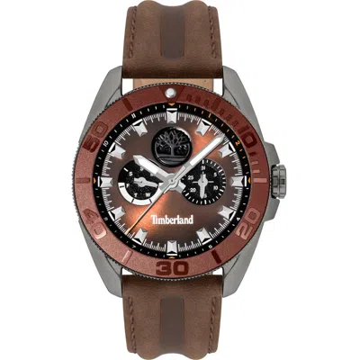 Timberland Fairhill Multifunction Leather Strap Watch, 44mm In Brown
