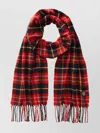 Timberland Fringed Plaid Pattern Scarf Accessory In Brown