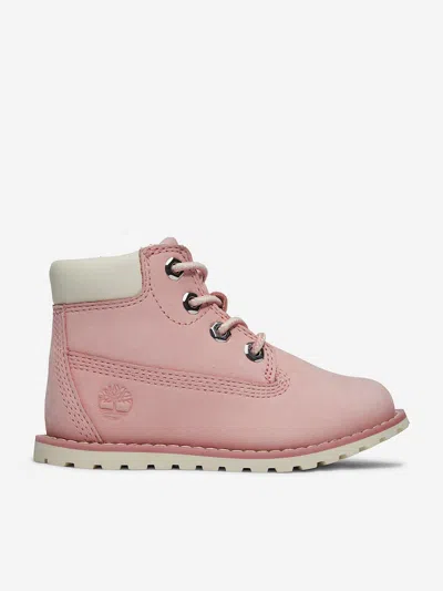 Timberland Kids'  Girls Pokey Pine Mid Lace Up Boots With Zip In Pink