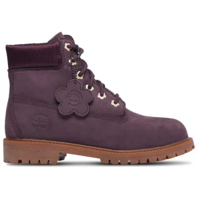 Timberland Kids'  Girls Nubuck Premium 6 Inch Boots Eu 34 Uk 2 Us 1.5 Purple By Childsplay Clothing In Black/purple