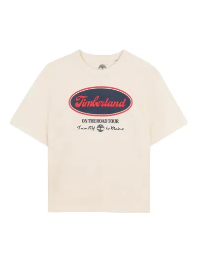 Timberland Kids' Graphic-print Crew-neck T-shirt In Neutral
