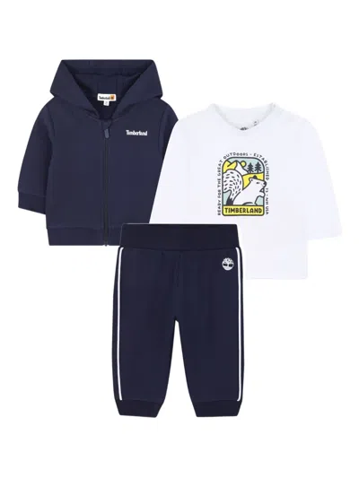 Timberland Babies' Graphic-print Tracksuit Set (set Of Three) In Blue