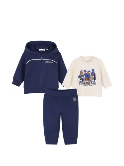 Timberland Babies' Graphic-print T-shirt And Tracksuit Set In Blue