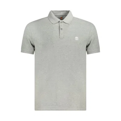 Timberland Logo-embroidered Cotton Polo Shirt In Gray