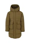 Timberland Green Down Jacket For Boy With Patch In Green