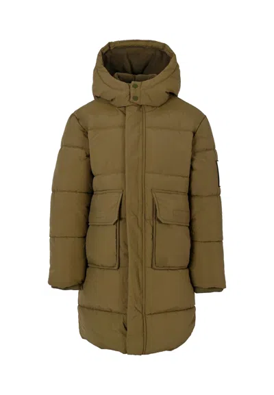 Timberland Kids' Green Down Jacket For Boy With Patch