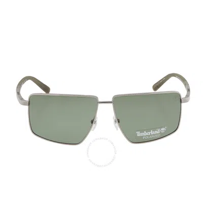 Timberland Green Square Men's Sunglasses Tb9286 08r 59 In Green / Gun Metal / Gunmetal