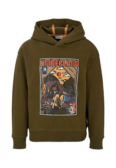 Timberland Kids' Green Sweatshirt For Boy With Landscape Print