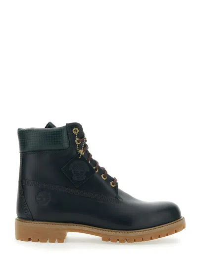 Timberland Green Water-proof Boots With Logo Plate In Leather Man In Black