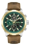 Timberland Hampton Harbour Multifunction Chronogrpah Leather Strap Watch, 46mm In Dark Brown
