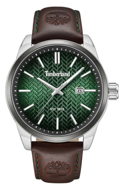 Timberland Henniker Ii Leather Strap Watch, 44mm In Dark Brown