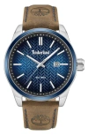 Timberland Henniker Ii Leather Strap Watch, 44mm In Dark Brown