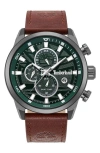 Timberland Henniker Ii Multifunction Chronogrpah Leather Strap Watch, 46mm In Dark Brown