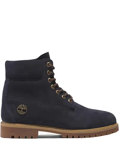Timberland Heritage 6 Inch Lace Up Waterproof "dark Blue Suede" Boots