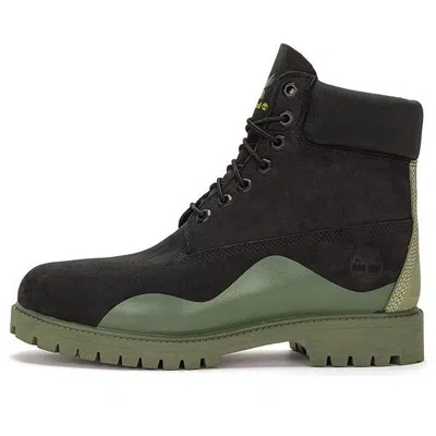Timberland Heritage 6 Inch Waterproof Boot 'black Nubuck With Green'