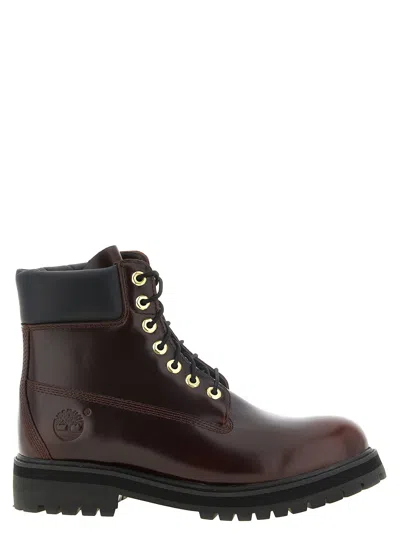 Timberland Leather Heritage Ankle Boots In Red