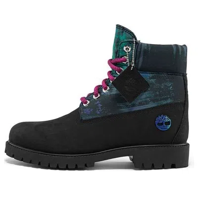 Timberland Heritage Nl Sky 6 Inch Waterproof Boots 'black Nubuck With Print'