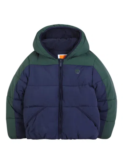 Timberland Hooded Colour-blocked Padded Jacket In Multi