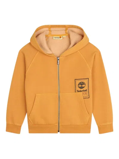 Timberland Hooded Logo Cardigan In Yellow