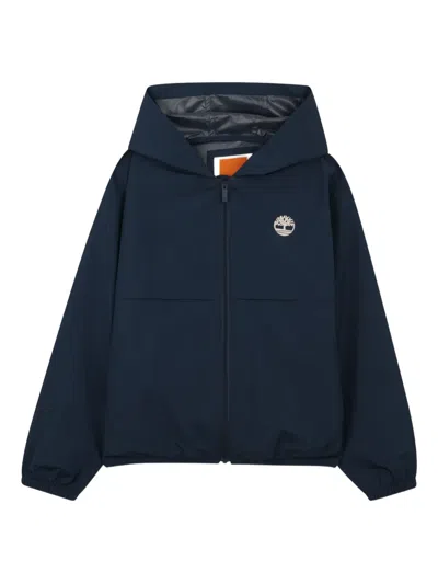 Timberland Hooded Logo Jacket In Blue
