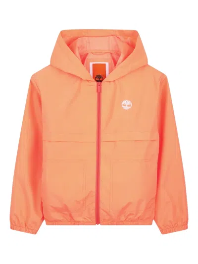 Timberland Kids' Hooded Logo Jacket In Orange