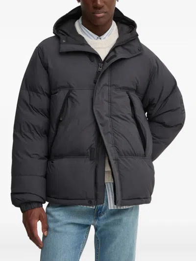 Timberland Hooded Logo-patch Padded Jacket In Black
