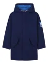 Timberland Hooded Logo-patch Raincoat In Blue