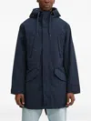 Timberland Hooded Pockets Parka Coat In Blue