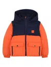 Timberland Hooded Two-tone Padded Jacket In Orange
