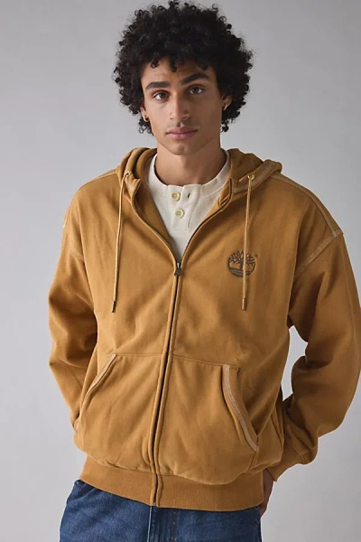 Timberland Hooded Zip-up Sweatshirt In Wheat Boot, Men's At Urban Outfitters In Neutral