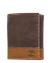 Timberland Men's Two-tone Trifold Leather Wallet In Brown
