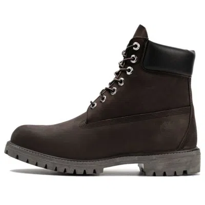Timberland Icon 6'' Premium Wide Fit Boots 'dark Brown Nubuck' In Black