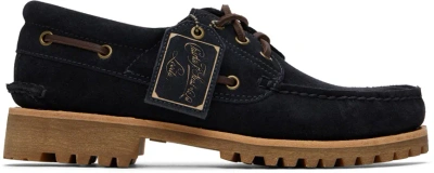 Timberland Indigo 3-eye Lug Handsewn Boat Shoes In Ep3 Dark Blue Suede
