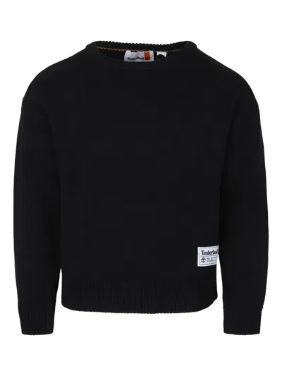 Timberland Kids' Intarsia Knit-logo Jumper In Black