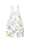 Timberland Ivory Dungarees For Baby Boy With Tree And Print In Ivory