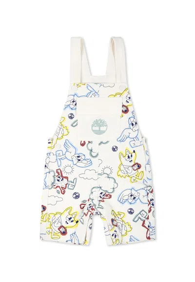 Timberland Ivory Dungarees For Baby Boy With Tree And Print
