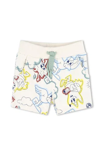 Timberland Ivory Shorts For Baby Boy With Print