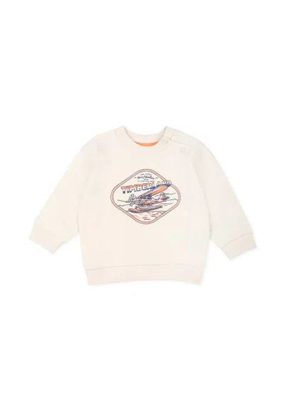 Timberland Ivory Sweatshirt For Baby Boy With Logo And Print