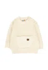 Timberland Ivory Sweatshirt For Baby Boy With Logo In Neutral