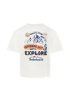 Timberland Ivory T-shirt For Boy With Logo And Landscape In Ivory