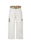 Timberland Ivory Trousers For Boy With Logo In Ivory