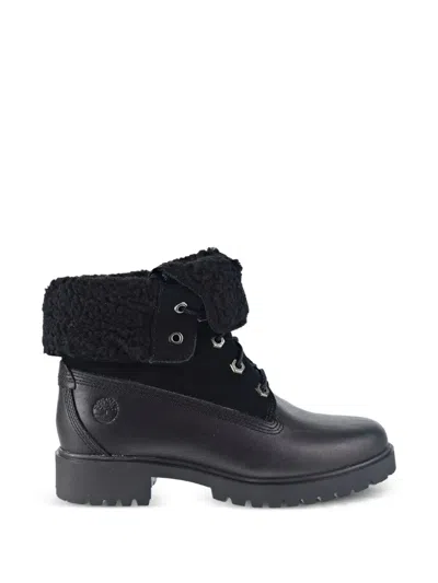 Timberland Jayne Fleece Fold-down Boots In Black